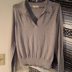 mango M ~ soft cashmere blue polo sweater